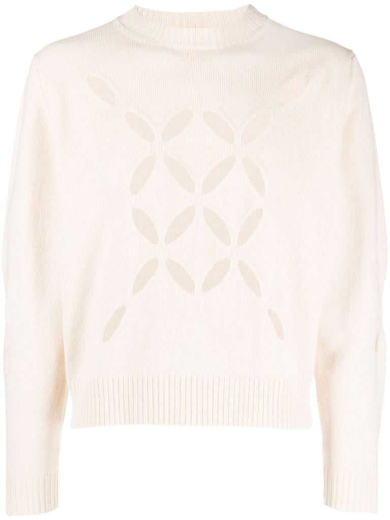 White Slashed Wool Jumper