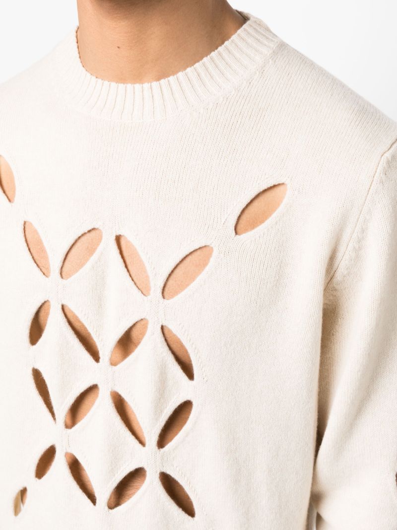 White Slashed Wool Jumper