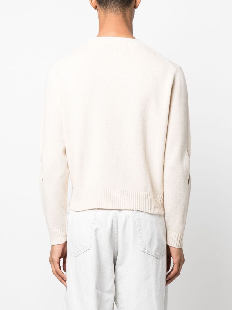 White Slashed Wool Jumper