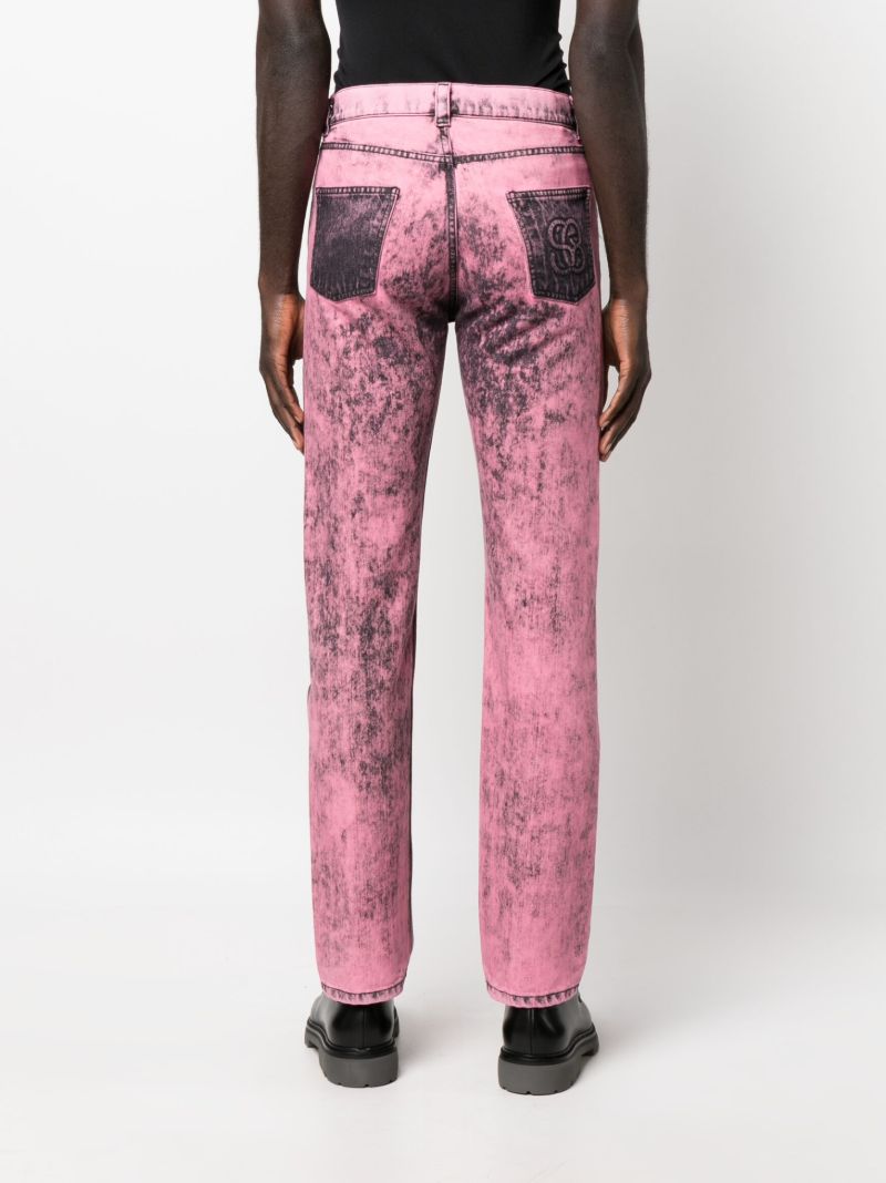 Pink Acid Wash Straight-leg Jeans