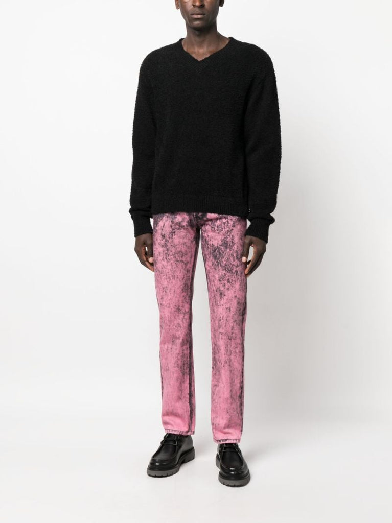 Pink Acid Wash Straight-leg Jeans
