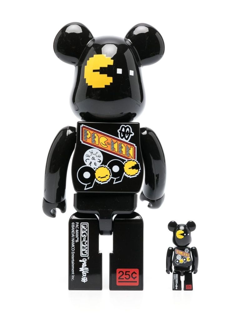 Black Be@rbrick Pac-man X Grafflex 100% and 400% Set
