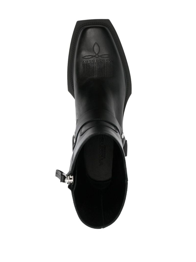 Black Leather Biker Boots