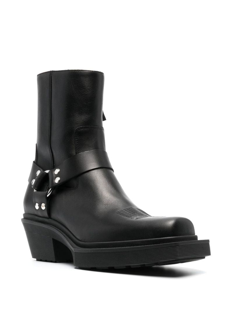Black Leather Biker Boots