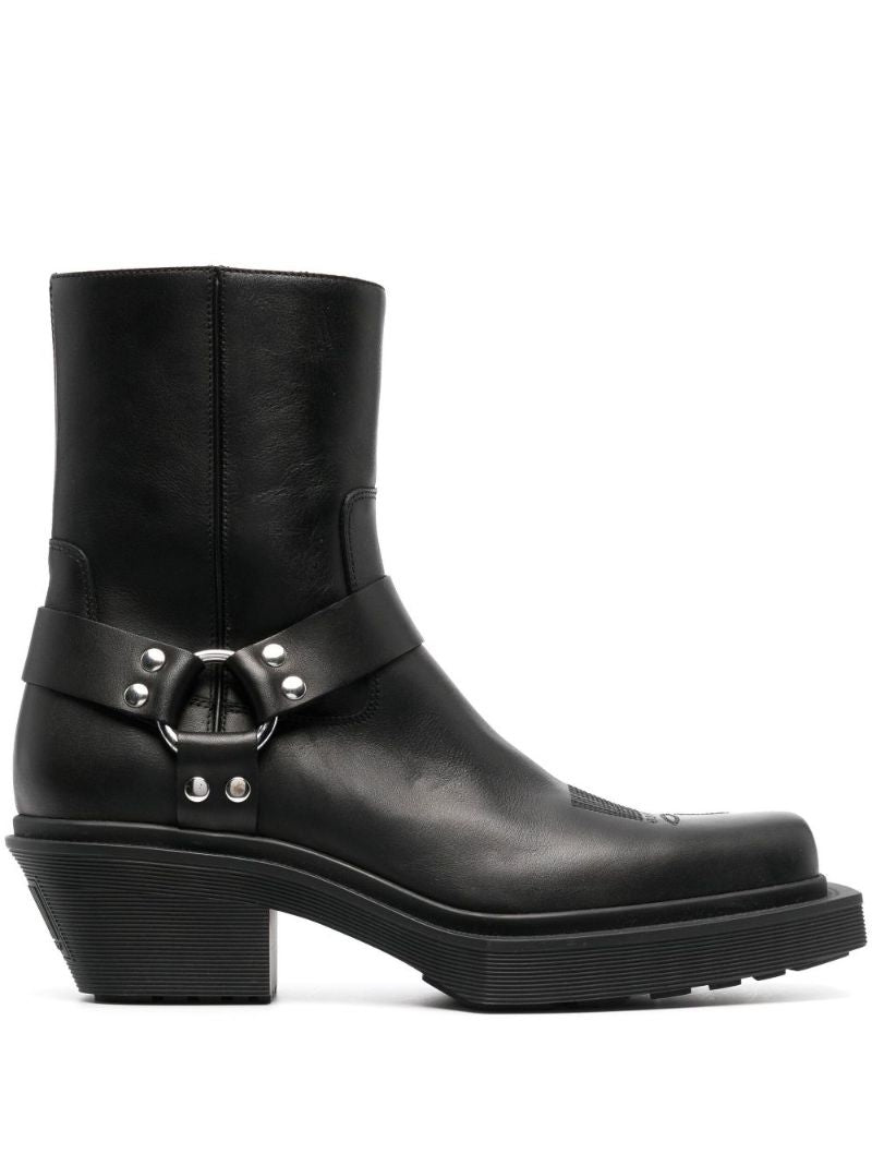 Black Leather Biker Boots