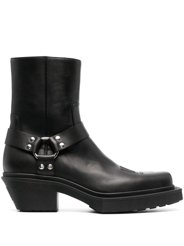 Black Leather Biker Boots