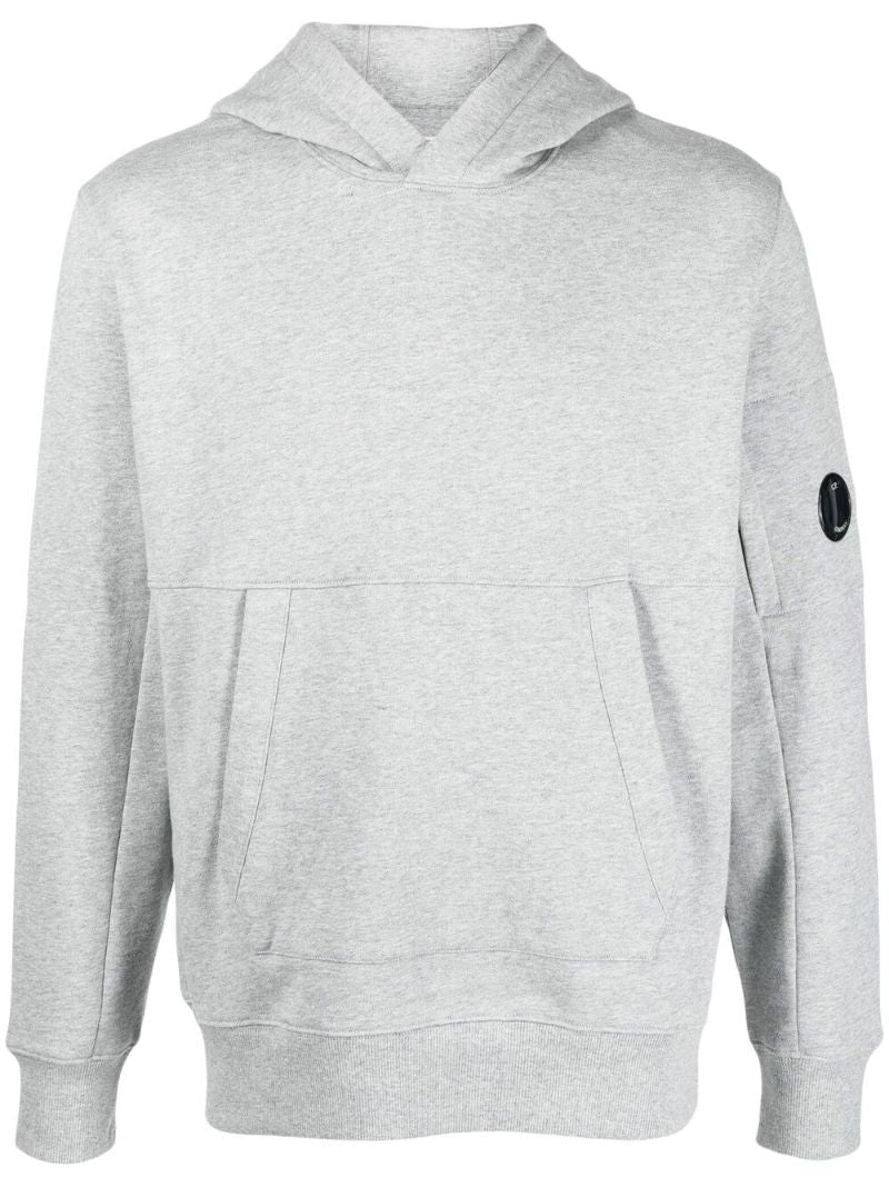 Grey Diagonal Raised Cotton Fleece Hoodie