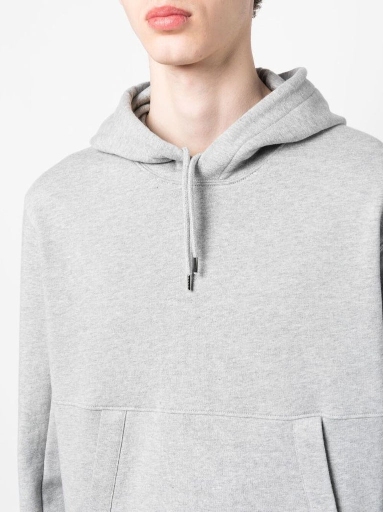 Grey Diagonal Raised Cotton Fleece Hoodie