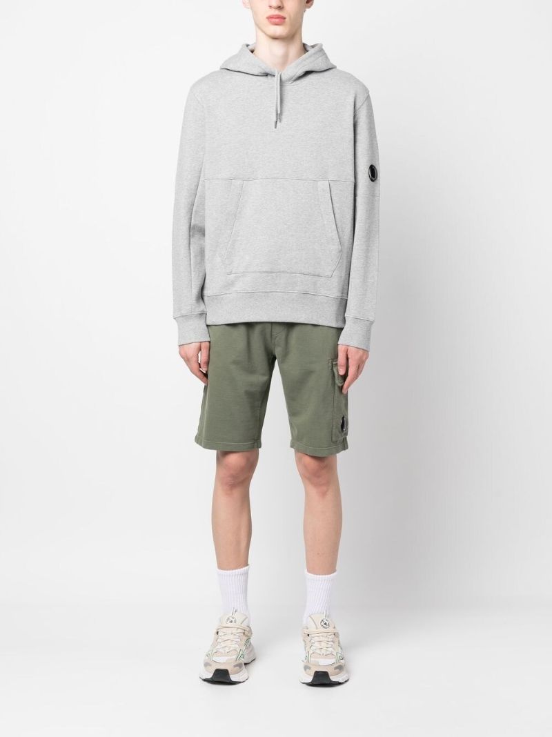 Grey Diagonal Raised Cotton Fleece Hoodie