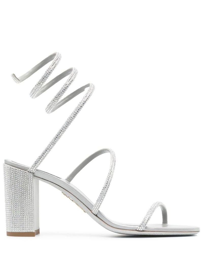 Silver-tone 80 Crystal Wraparound Sandals