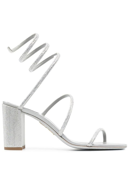 Silver-tone 80 Crystal Wraparound Sandals