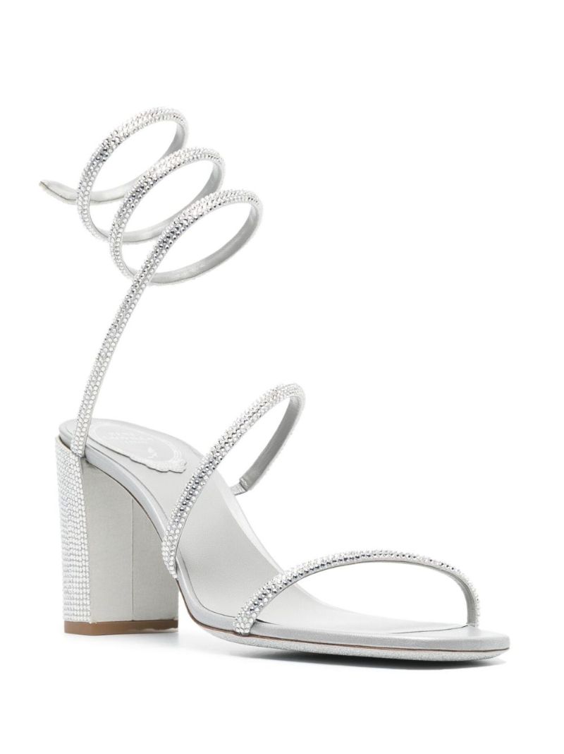 Silver-tone 80 Crystal Wraparound Sandals