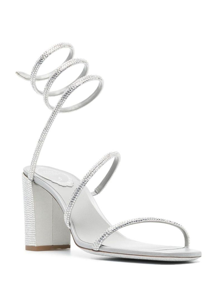 Silver-tone 80 Crystal Wraparound Sandals