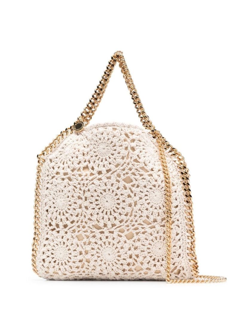 Beige Crochet Design Tote Bag