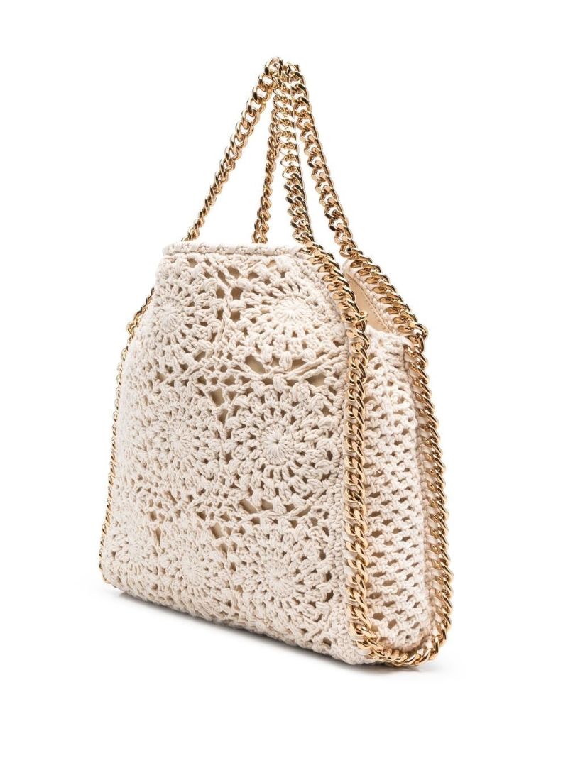 Beige Crochet Design Tote Bag