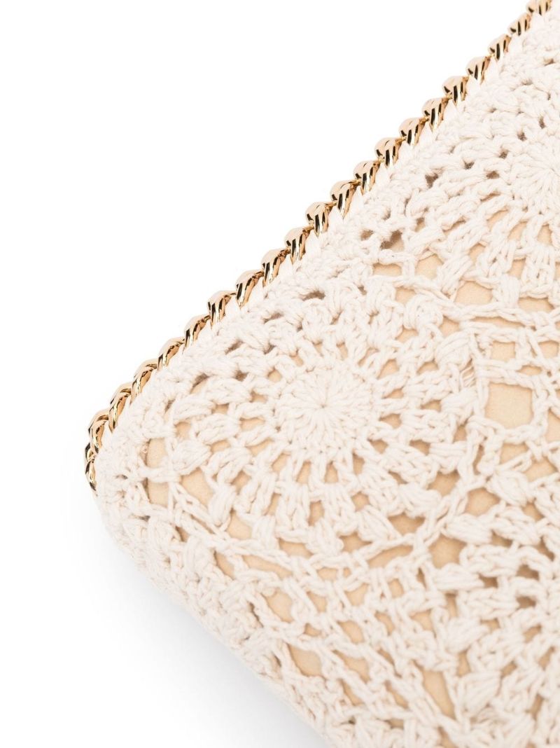 Beige Crochet Design Tote Bag