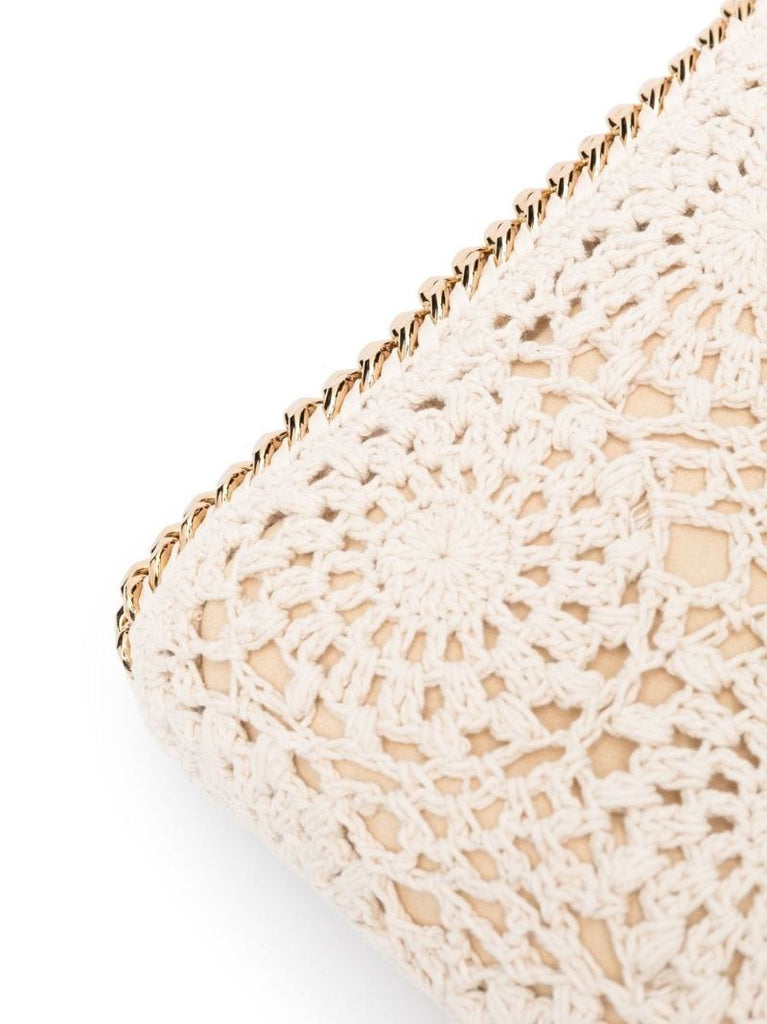 Beige Crochet Design Tote Bag