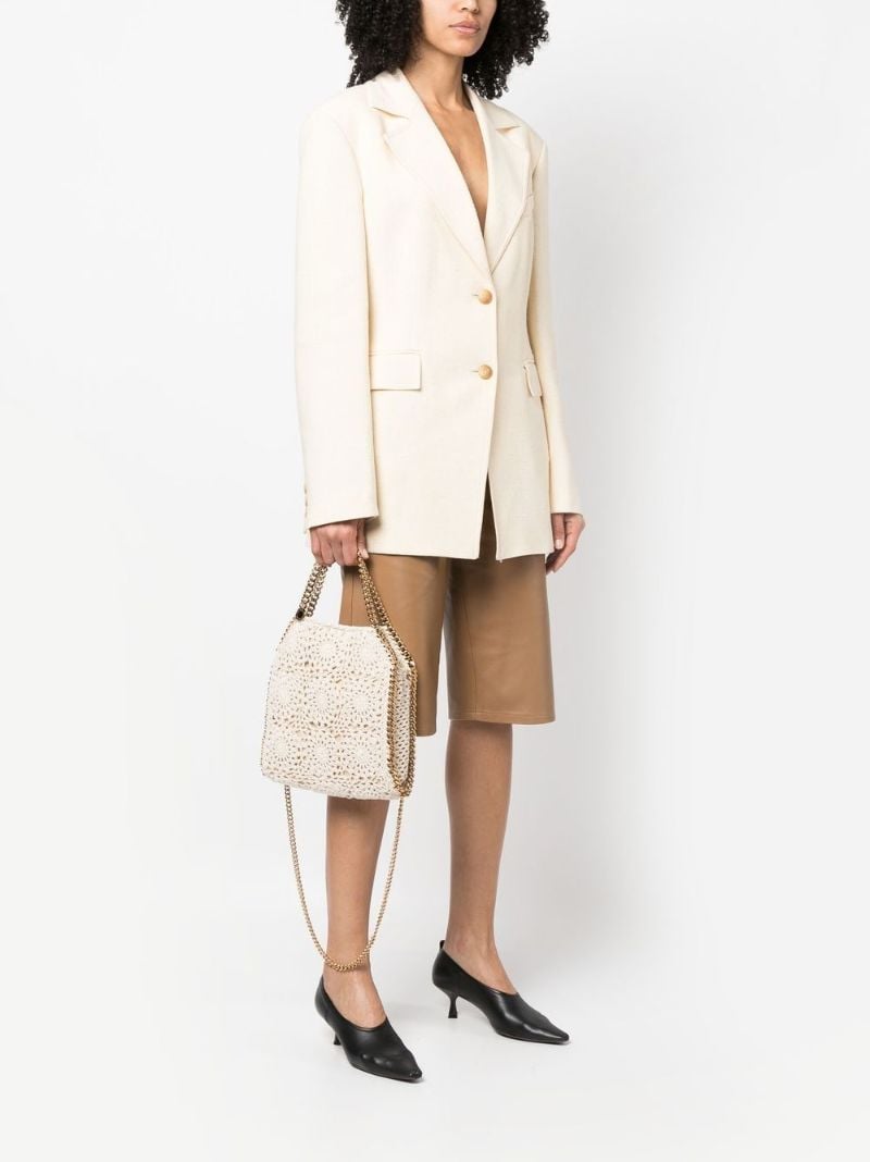 Beige Crochet Design Tote Bag