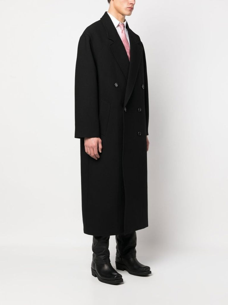 Black Double-breasted Wool Coat