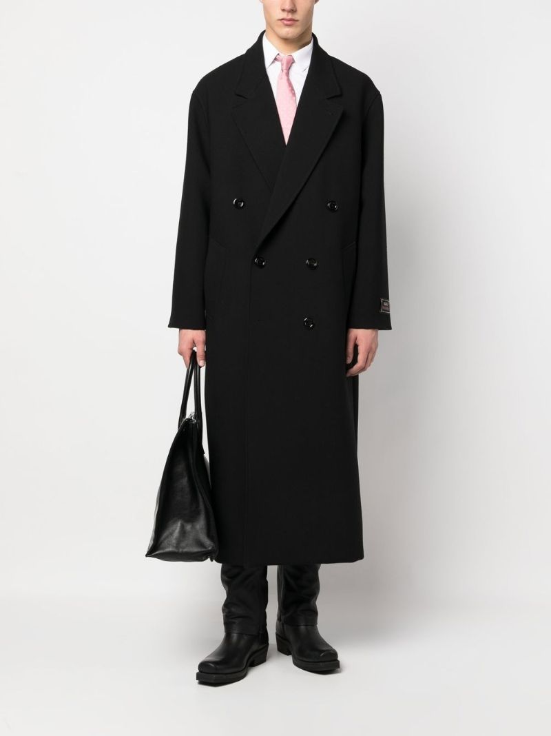 Black Double-breasted Wool Coat