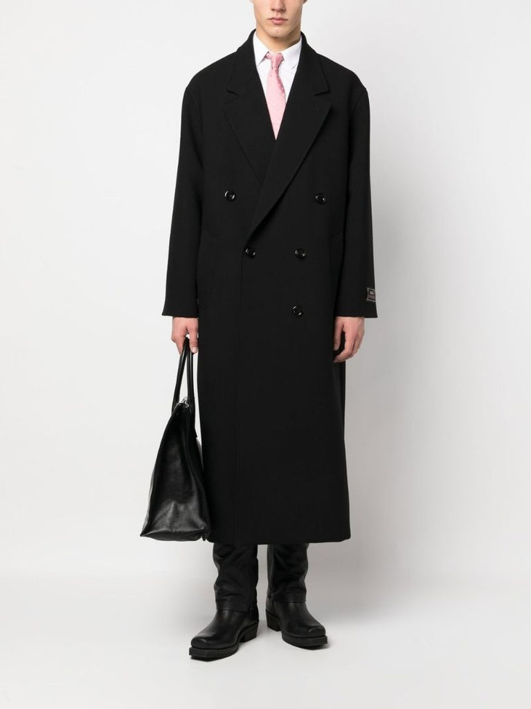 Black Double-breasted Wool Coat
