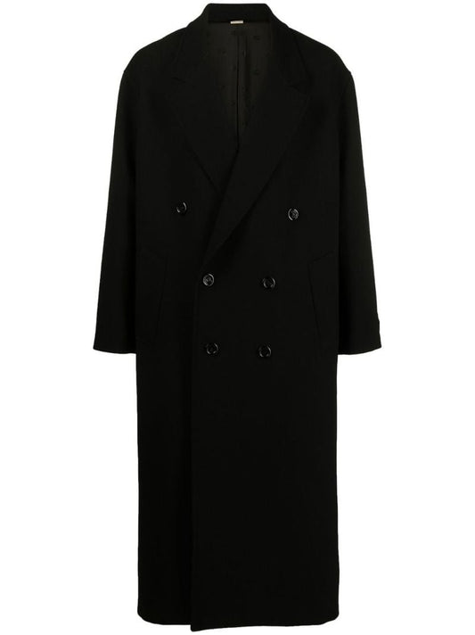 Black Double-breasted Wool Coat