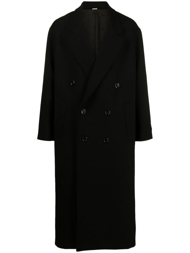 Black Double-breasted Wool Coat