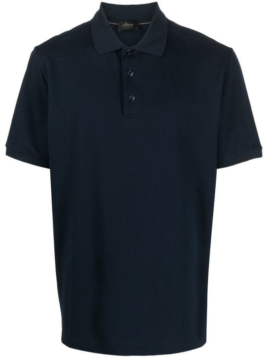 Blue Short-sleeve Cotton Polo Shirt