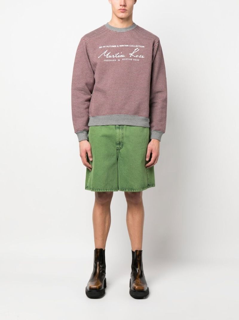 Red Logo Stripe Print Sweatshirt
