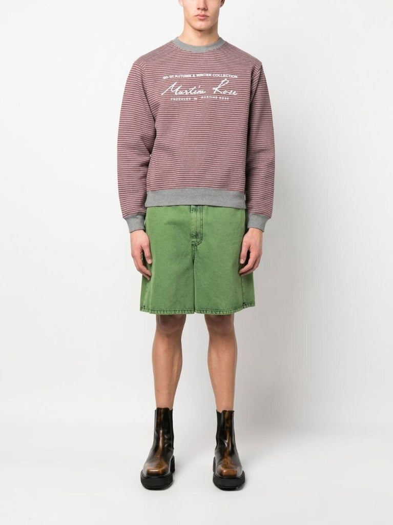 Red Logo Stripe Print Sweatshirt
