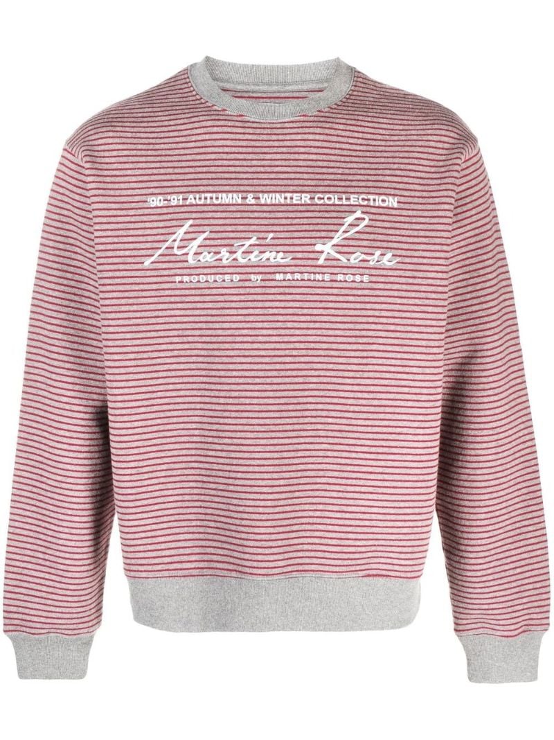 Red Logo Stripe Print Sweatshirt