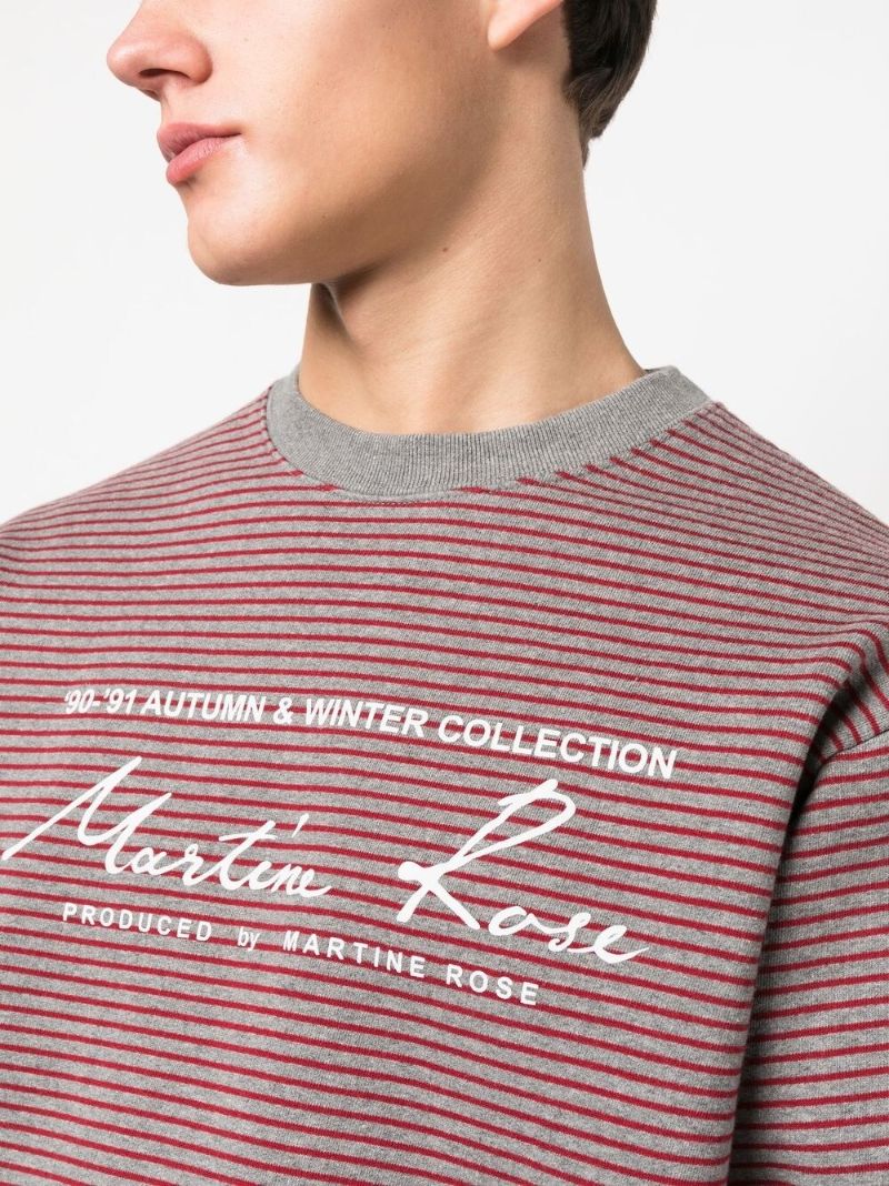Red Logo Stripe Print Sweatshirt