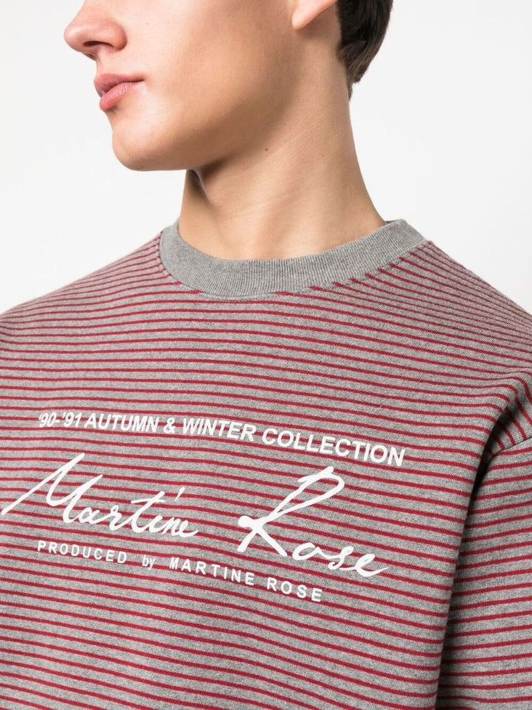 Red Logo Stripe Print Sweatshirt