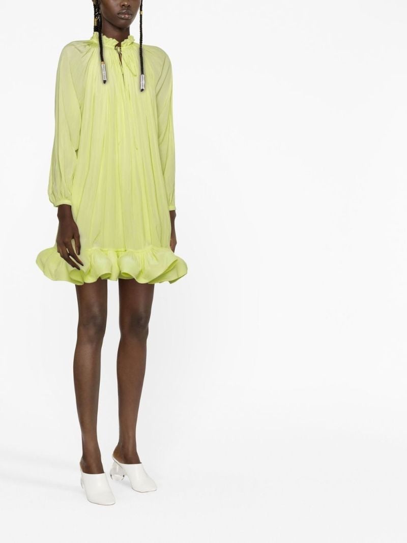 Yellow Ruffled Hem Mini Dress