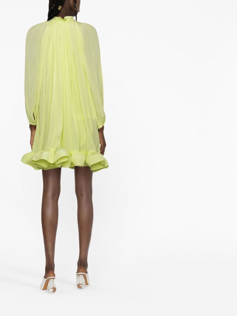 Yellow Ruffled Hem Mini Dress