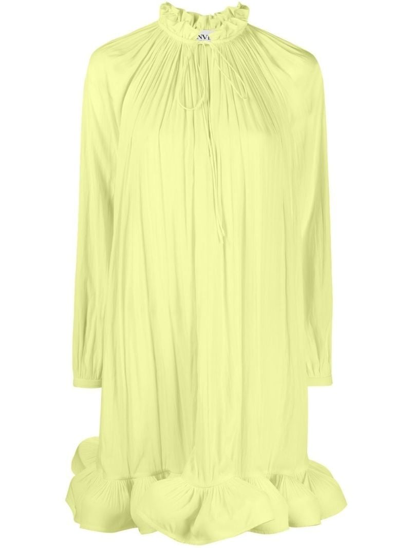 Yellow Ruffled Hem Mini Dress