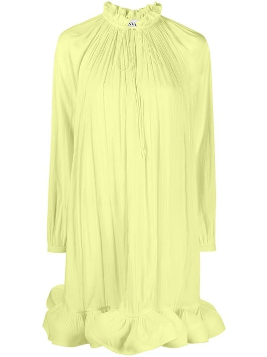 Yellow Ruffled Hem Mini Dress