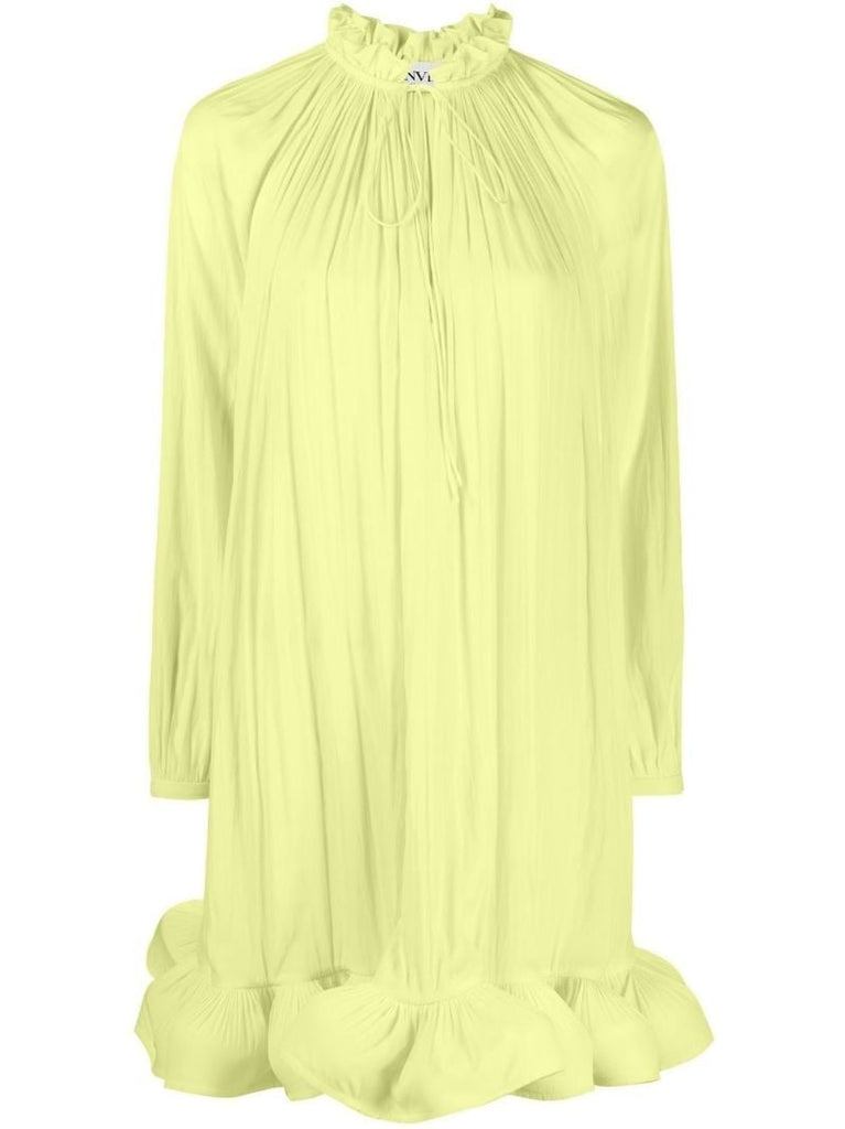 Yellow Ruffled Hem Mini Dress