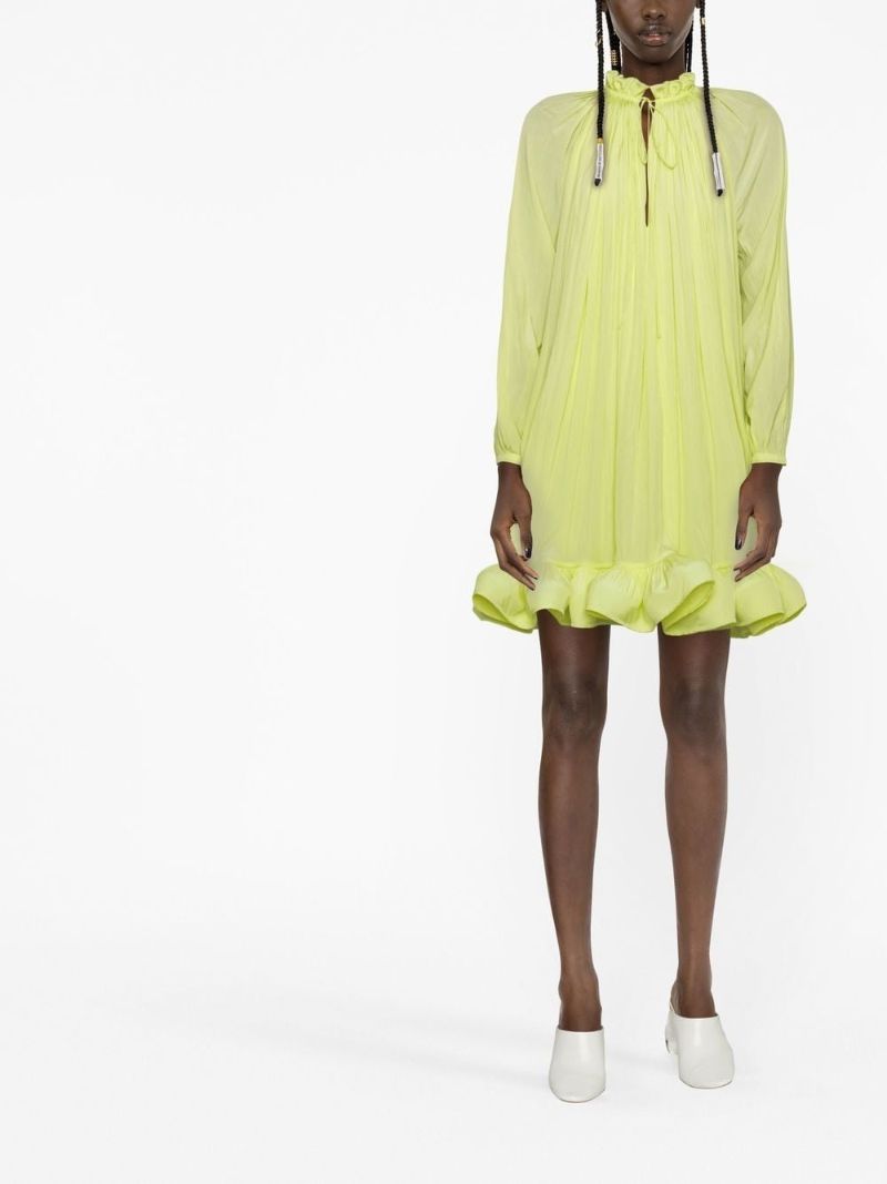 Yellow Ruffled Hem Mini Dress