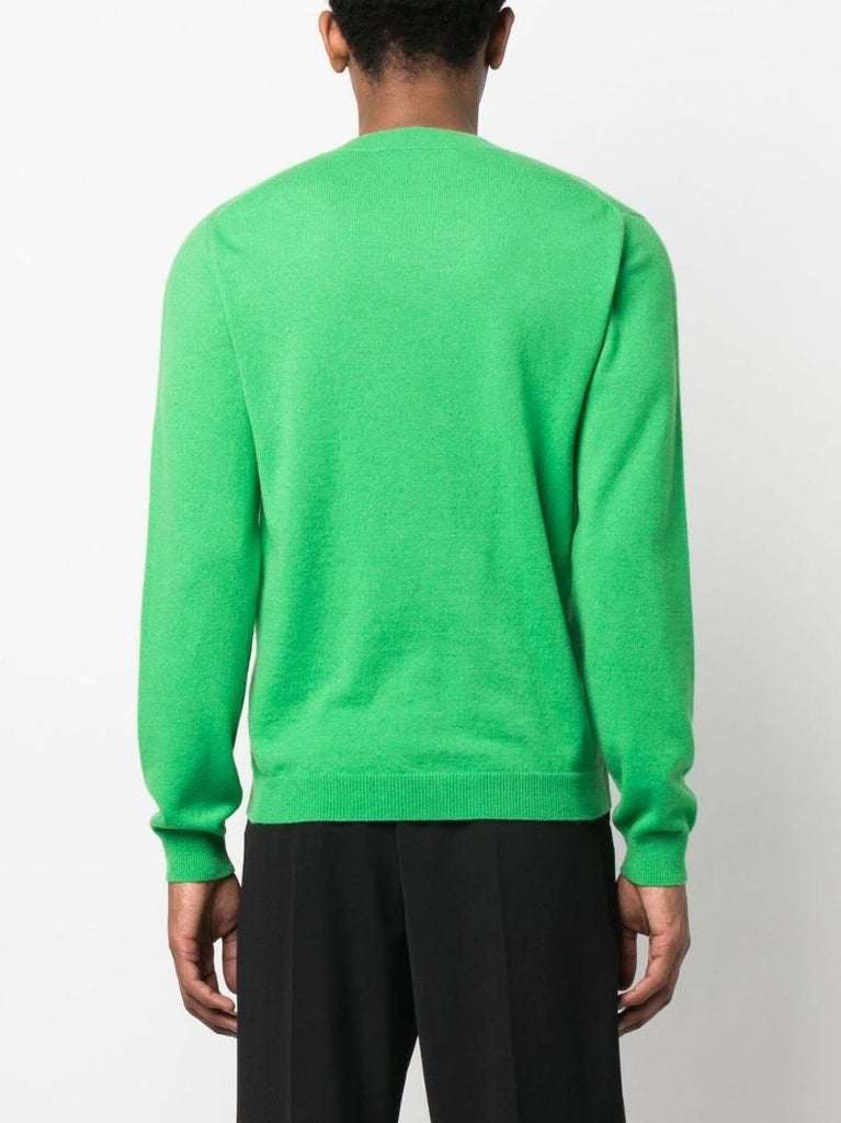 Green Cashmere V-neck Sweater