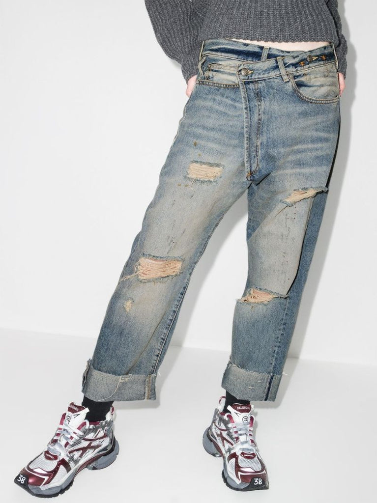 Blue Crossover Distressed-effect Jeans