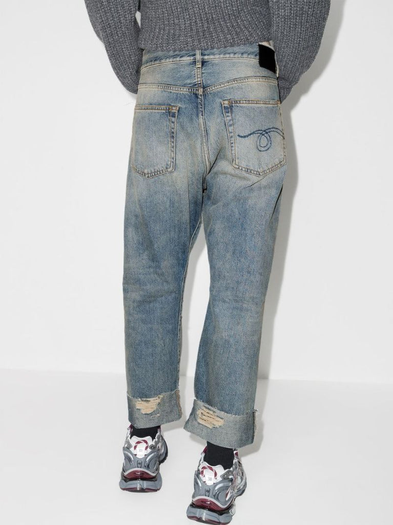 Blue Crossover Distressed-effect Jeans