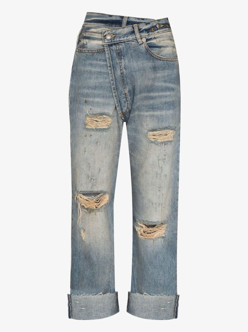 Blue Crossover Distressed-effect Jeans
