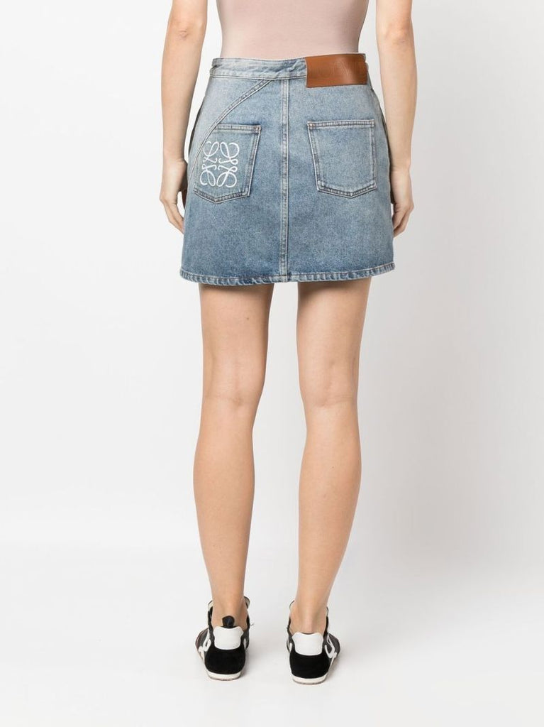 Blue Anagram Denim Mini Skirt