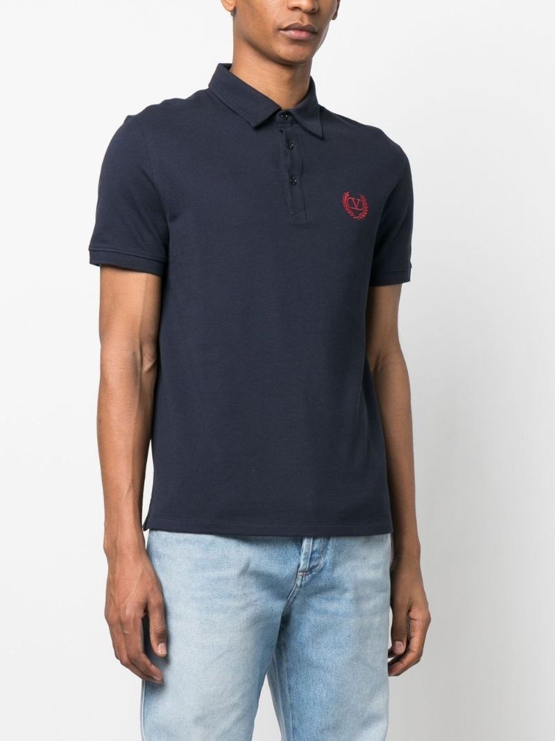 Blue Logo Embroidered Polo Shirt