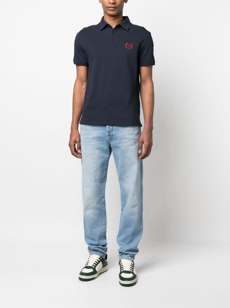 Blue Logo Embroidered Polo Shirt