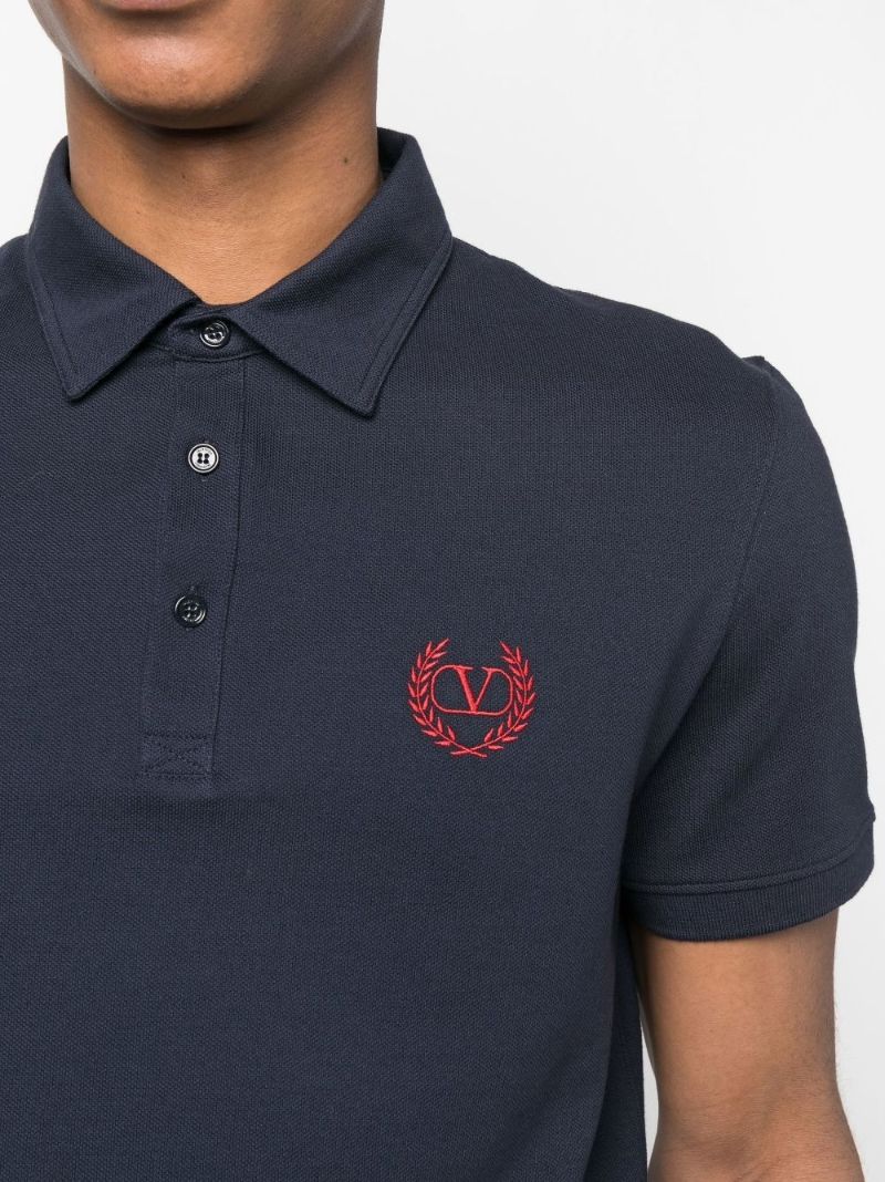 Blue Logo Embroidered Polo Shirt