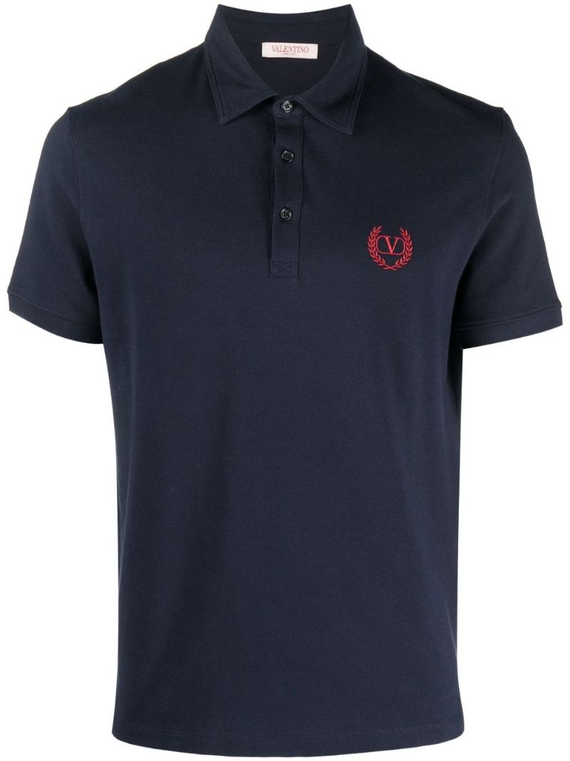 Blue Logo Embroidered Polo Shirt