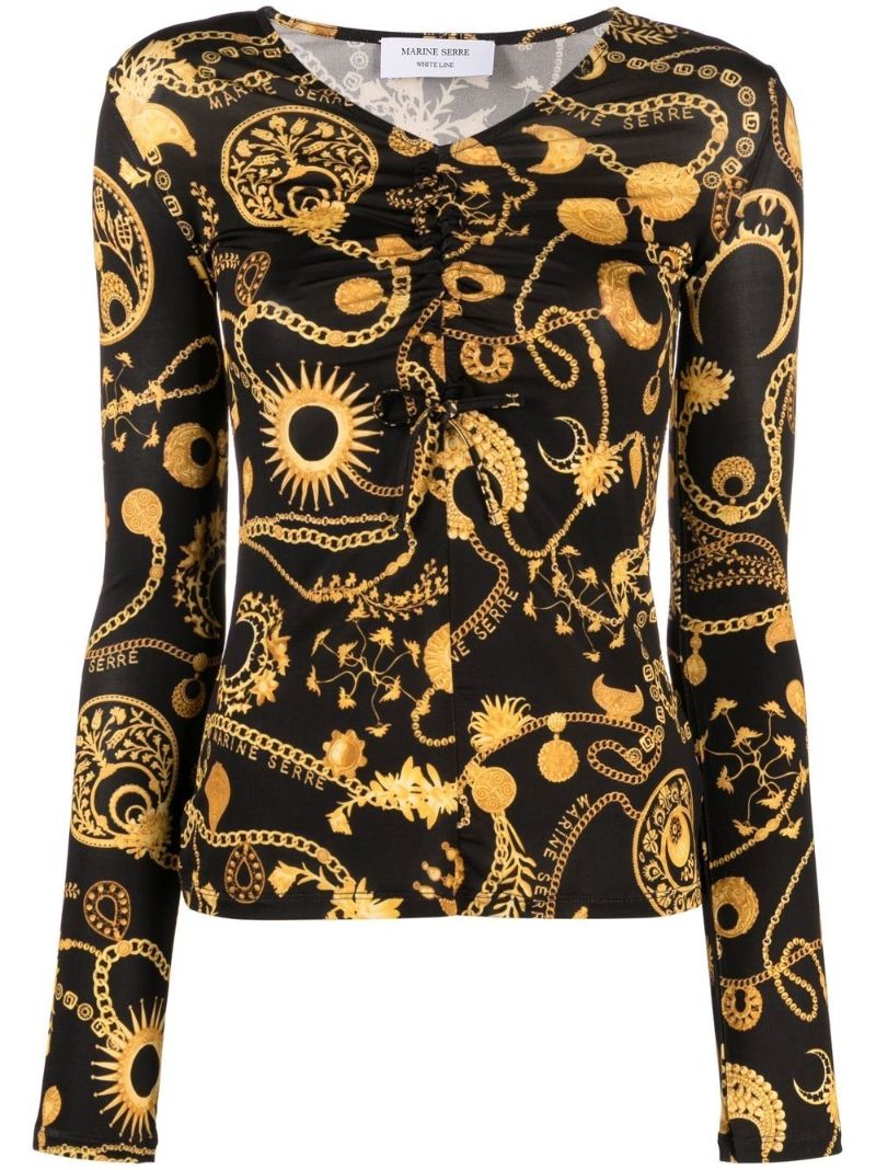 Black Ornament Jewellery Print Top