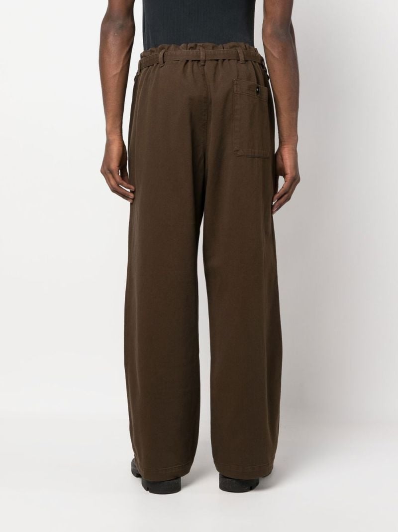 Brown Belted Straight-leg Trousers